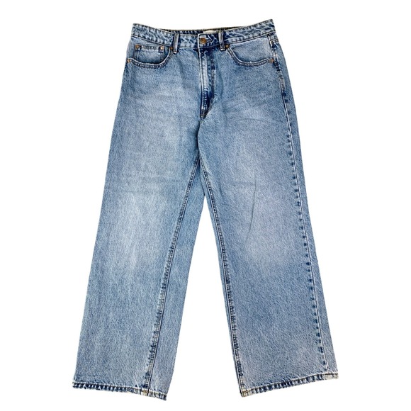 stradivarius Denim - Stradivarius High Waisted Wide Leg Jeans Light Blue Wash Size 10 EUR 42 Baggy